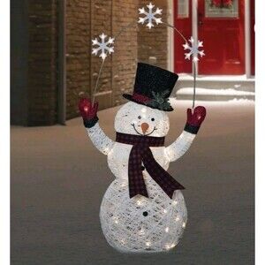 Berkley Jensen 57" Pre-Lit Snowman with Snowflakes Indoor Or Outdoor100 Lights